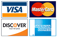 We accept VISA, MasterCard, Discover and American Express